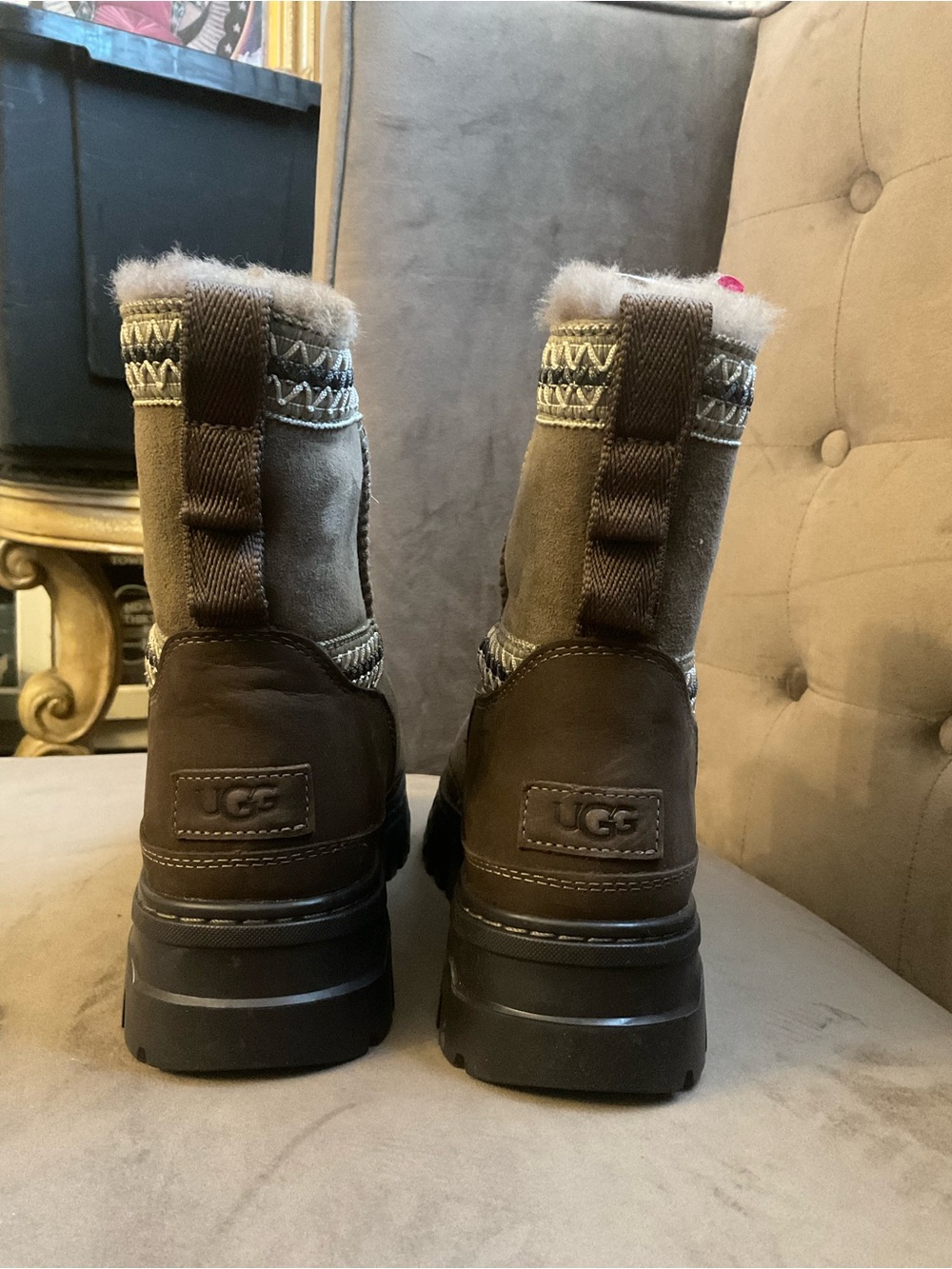 UGG Women's Brown Suede & Shearling Winter Boots